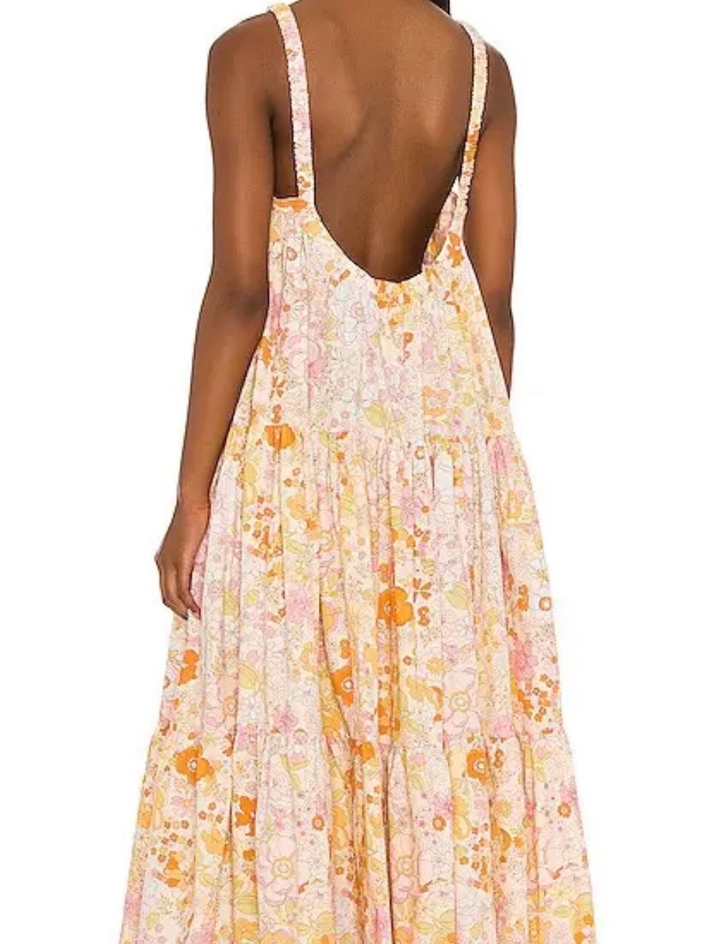 Free People Floral Tiered Maxi Dress - Pink & Orange Accents - Picture 2 of 5